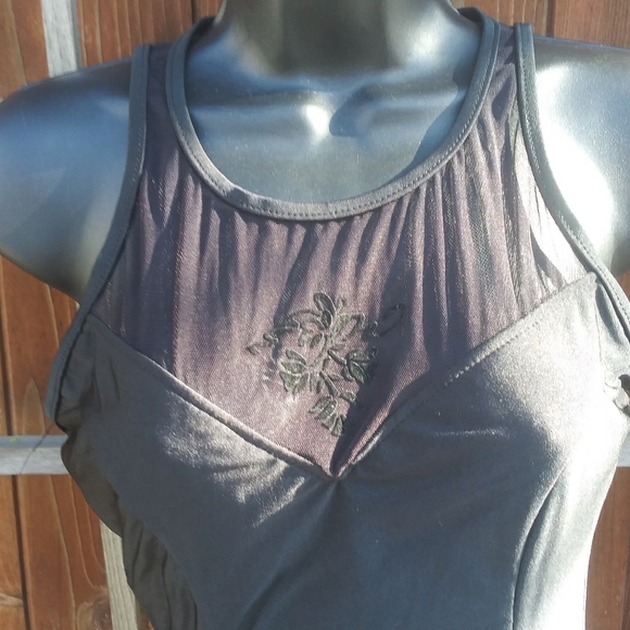 Vintage Black One Piece with lace netting statemen - Picture 1 of 3